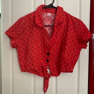 Red and black pin up style top